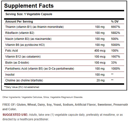 solgar vitamin b 100 ingredients